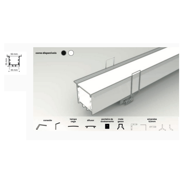 Perfil Linear Embutir Magnun