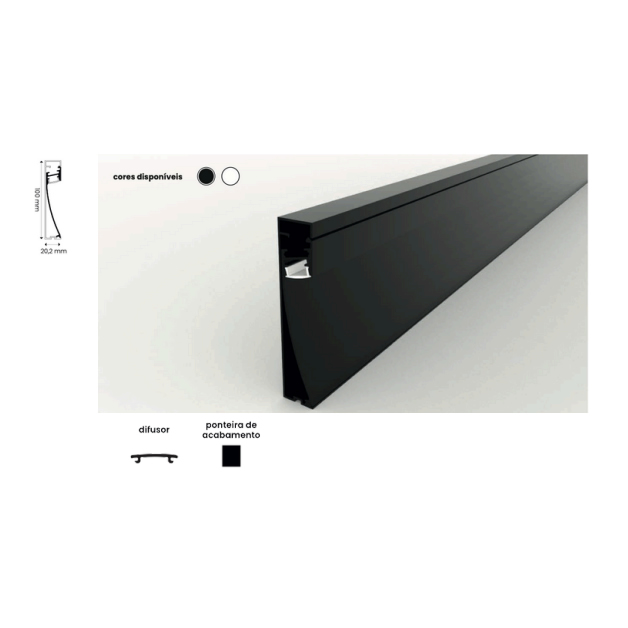 Perfil Linear Sobrepor Rodapé Beelow S