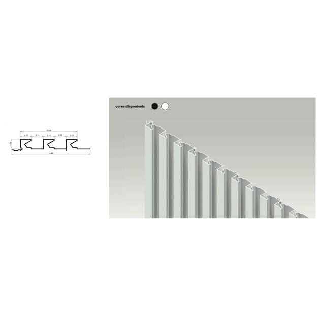 Perfil Linear Sobrepor Rodapé Ripado